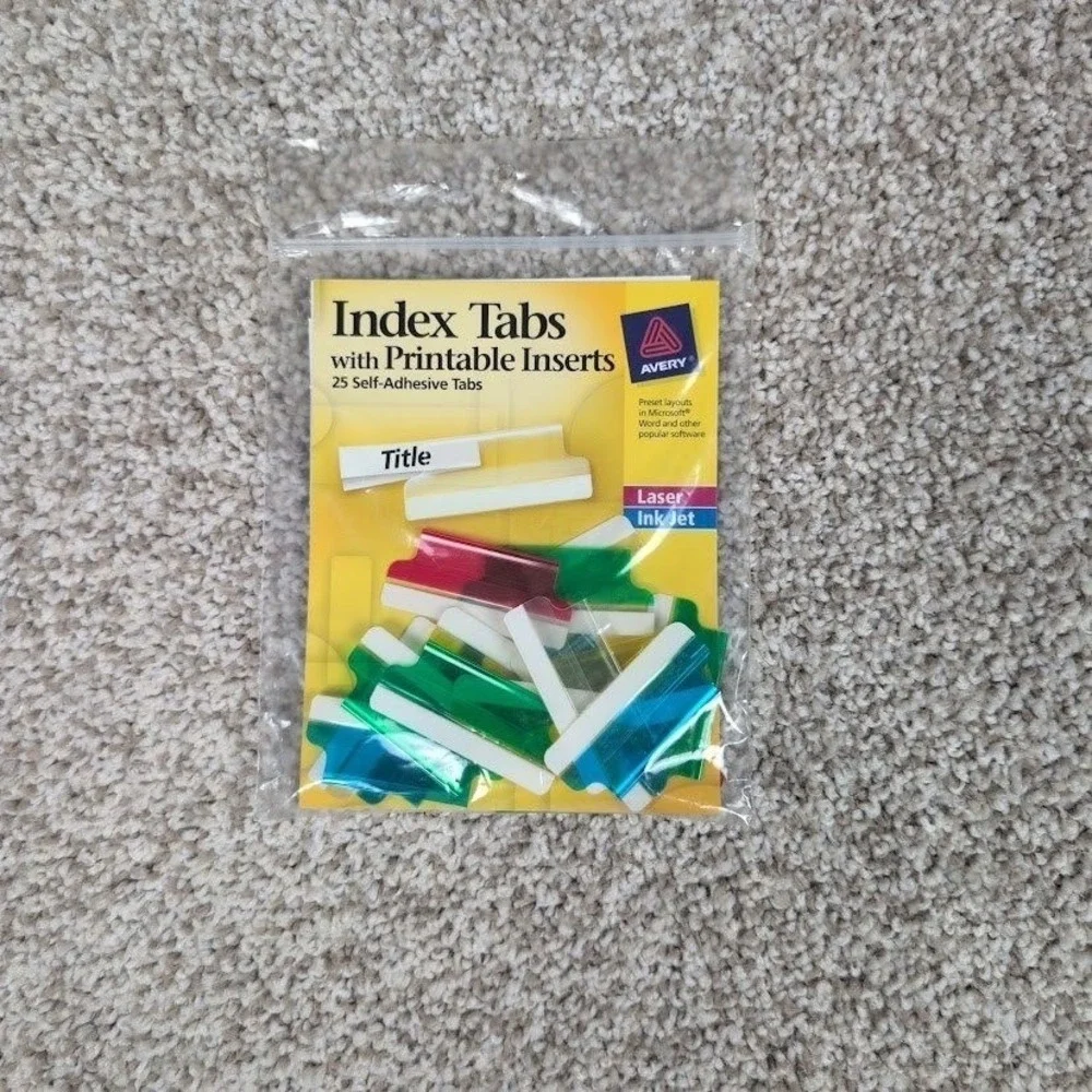Avery Index Tabs with Printable Inserts, Self-Adhesive, Label Dividers